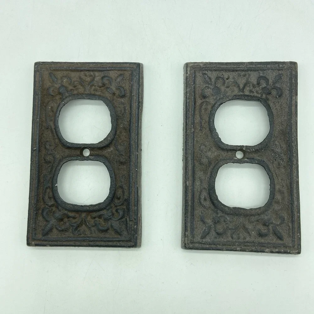 Wrought Iron Outlet Covers Fleur De Lis Ornate Set Of 2 Rustic Farmhouse